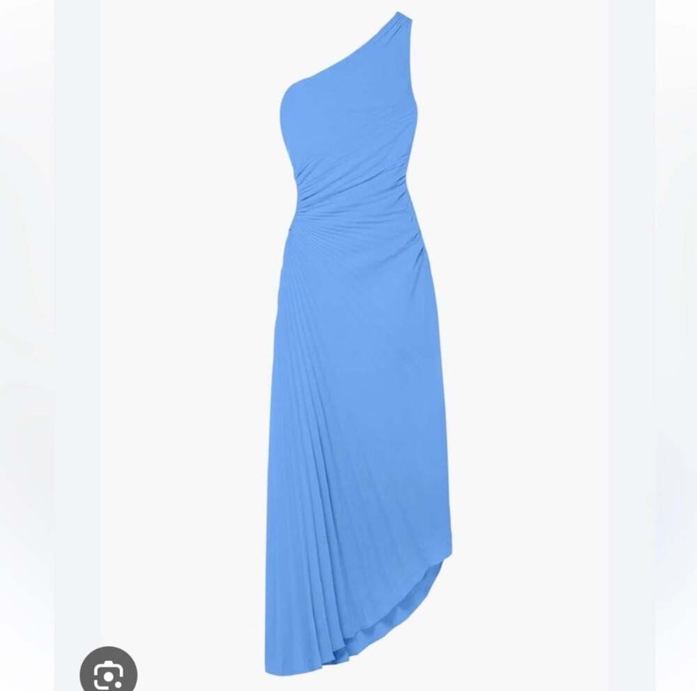 A.L.C. Delfina One-Shoulder Pleated Midi Dress Blue Size 8